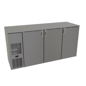 Glastender 72in x 24in Stainless Steel Back Bar 3 Section Refrigerator - C1FB72 