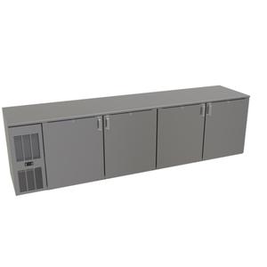 Glastender 108in x 24in Stainless Steel Back Bar 4 Section Refrigerator - C1FL108 