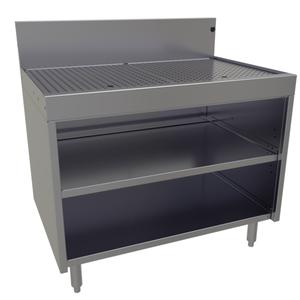 Glastender 36inx24in Stainless Steel Underbar Drainboard with Cabinet Base - DBCB-36-LD 