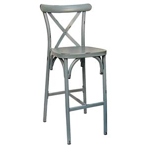 H&D Commercial Seating Stackable Aluminum Frame Barstool with Vintage Blue Finish - 7305B 