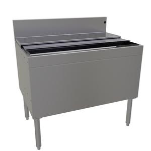 Glastender 36"x24" Stainless Steel Underbar Extra Deep Ice Bin w/ Cover - IBB-36-CP10-ED