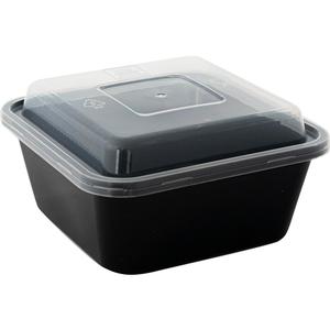 International Tableware, Inc 16oz BPA Free Plastic Disposable Black Square Container - TG-PP-16-S 