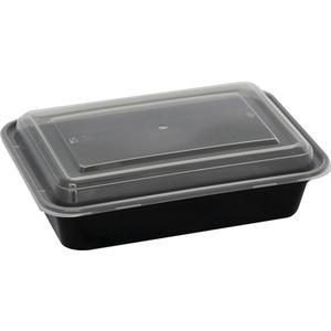 International Tableware, Inc 16oz BPA Free Plastic Disposable Black Rectangle Container - TG-PP-16 