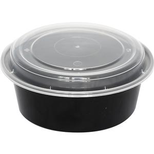 International Tableware, Inc 24oz BPA Free Plastic Disposable Black Round Container - TG-PP-24-R 