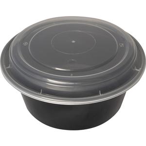 International Tableware, Inc 48oz BPA Free Plastic Disposable Black Round Container - TG-PP-48-R 