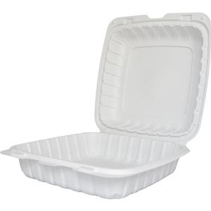 International Tableware, Inc 9in x 9in Microwaveable 1 Compartment White Plastic Container - TG-PM-99 