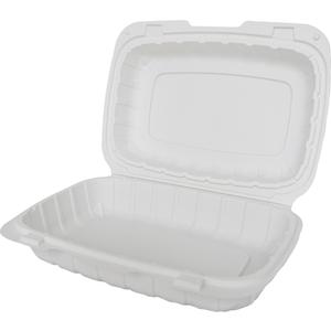 International Tableware, Inc 9inx6.5in Microwaveable 1 Compartment White Plastic Container - TG-PM-96 