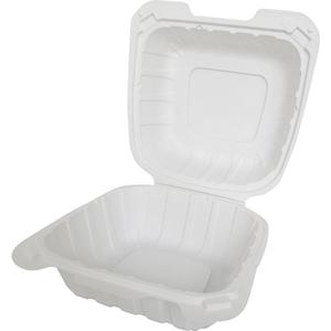 International Tableware, Inc 6in x 6in Microwaveable 1 Compartment White Plastic Container - TG-PM-66 