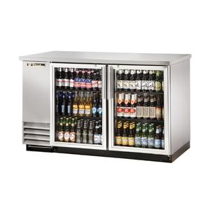True 59in Stainless Steel Glass Door Refrigerated Back Bar Cooler - TBB-2G-S-HC-LD 
