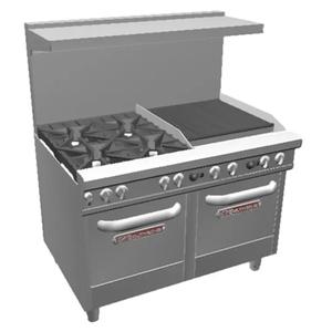 Southbend Ultimate 48" 4 Burner Gas Range w/ 24" Left Charbroiler - 4483AC-2CL