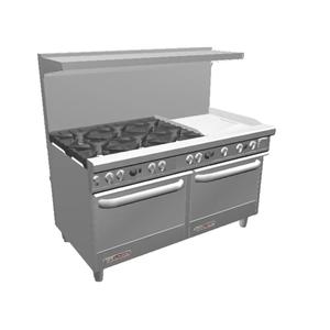 Southbend Ultimate 60" 6 Non-clog Burner Range w/ 24" Raised Griddle - 4602AD-2RR