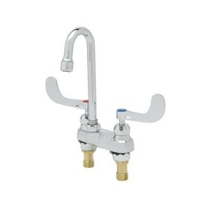 T&S Brass 4" Deck Mount Mixing Faucet w/ Non-Aerated Spray Device - B-0892-CR-LF05