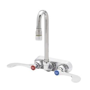 T&S Brass 4in Wall Mount Mixing Faucet with Gooseneck & Aerator - B-2459 