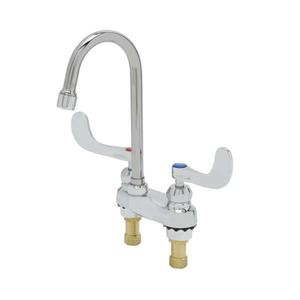 T&S Brass 4" Deck Mount Mixing Faucets w/ Laminar Flow Device Outlet - B-0892-01CR-L22