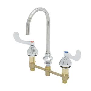 T&S Brass 8" Deck Mount Lavatory Mixing Faucet w/ 5-11/16 Gooseneck - B-2866-05FC-CR