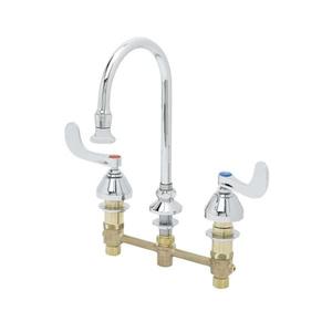 T&S Brass 8" Concealed Deck Mount Mixing Faucet w/ 5-13/16" Gooseneck - B-2865-04