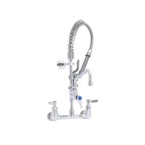 T&S Brass EasyInstall Wall Mount Mini Pre-Rinse Double Mixing Faucet - MPY-8WLN-08-CR