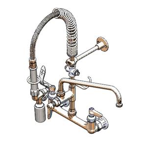 T&S Brass EasyInstall Wall Mount 8" Center Mini Pre-Rinse Faucet - MPY-8WLN-12-4C