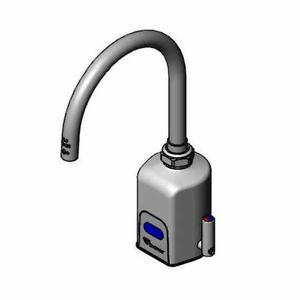 T&S Brass Deck Mount Electronic Sensor Faucet w/ Plain End Gooseneck - EC-3130-XP-F15