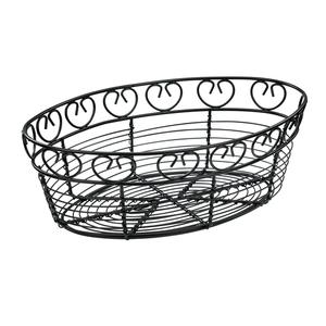 Winco 10" x 6-1/2" Ovular Black Wire Bread/Fruit Basket - WBKG-10O