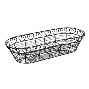 Winco 15" x 6-1/4" Long Oval Black Wire Bread/Fruit Basket - WBKG-15