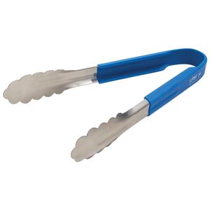 Winco 9in Stainless Steel Utility Tongs with Blue Silicone Handle - UTSH-9B 