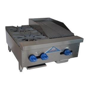 Comstock Castle 24in Wide Two Burner Hot Plate & Radiant Charbroiler Combo - FHP24-1RB 