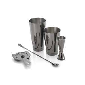 Mercer Culinary Barfly Basics 5 Piece Gun Metal Black Bartending Set - M37101BK 