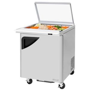 Turbo Air 28in Wide Mega Top Sandwich Salad Prep Cooler With Glass Lid - TST-28SD-12-N-GL 