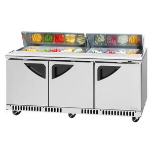 Turbo Air 72" Wide 18 Pan Three Section Sandwich Salad Prep Cooler - TST-72SD-FB-N