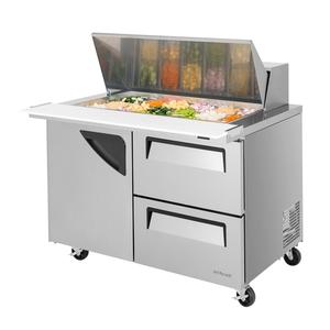 Turbo Air 48" 15 Cubic Foot 18 Pan Mega Top Sandwich Salad Prep Table - TST-48SD-18-D2-N