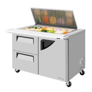 Turbo Air 48in 18 Pan Mega Top Sandwich Salad Prep Table With Flat Lid - TST-48SD-18-D2R-N-FL 