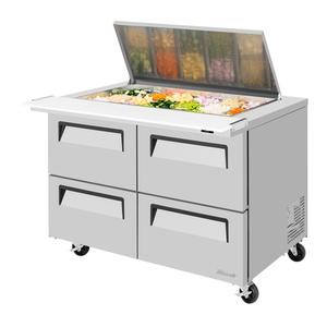 Turbo Air 48in 18 Pan Mega Top Sandwich Salad Prep Table With Flat Lid - TST-48SD-18-D4-N-FL 