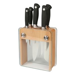 Mercer Culinary Genesis® 6-Piece Knife Rubberwood & Glass Block Set - M20050