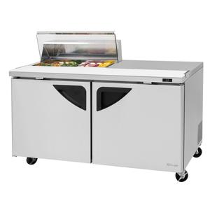 Turbo Air 60" 19 CuFt 8 Pan Sandwich Salad Prep Table With Clear Lid - TST-60SD-08S-N-CL