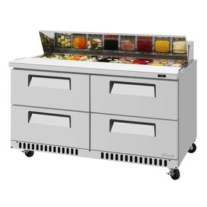 Turbo Air 60" Four Drawer 16 Pan Sandwich Salad Prep Table - TST-60SD-D4-FB-N