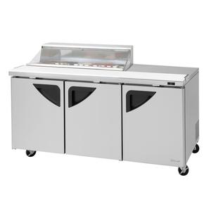 Turbo Air 72" 12 Pan Sandwich Salad Prep Table With Clear Top - TST-72SD-12S-N-CL