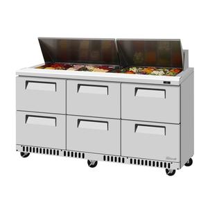 Turbo Air 72" 18 Pan Six Drawer Sandwich Salad Prep Table - TST-72SD-D6-FB-N