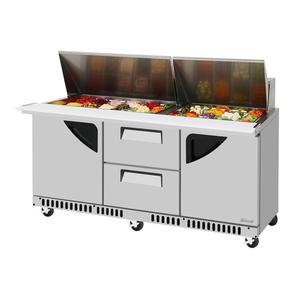 Turbo Air 72" 30 Pan Mega Top Sandwich Salad Prep Table - TST-72SD-30-LD2R-FB-N