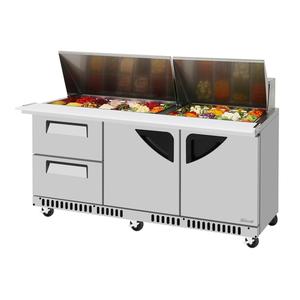 Turbo Air 72" 30 Pan Mega Top Sandwich Salad Prep Table - TST-72SD-30-D2LR-FB-N