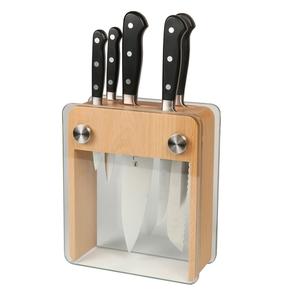 Mercer Culinary Renaissance® 6-Piece Knife Set with Tempered Glass Wooden Base - M23505 