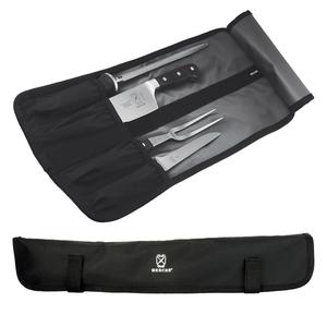 Mercer Culinary Black Heavy-Duty Hook-and-Loop 4- Knife Roll Storage Case - M30004M