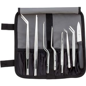 Mercer Culinary 10-Piece Plating Tongs Set w/ Heavy Duty Storage Roll - M35152