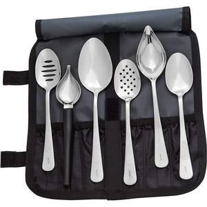 Mercer Culinary 7-Piece Plating Spoon II Set with Heavy Duty Storage Roll - M35155 