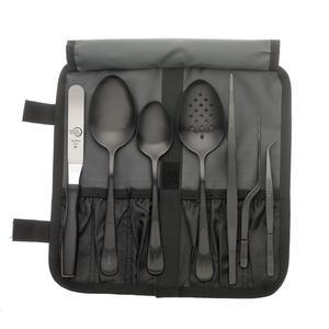 Mercer Culinary 8-Piece Plating Spoon Set w/ Heavy Duty Storage Roll - M35156BK