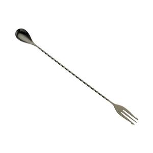 Mercer Culinary Barfly 12.4" Stainless Steel Twisted Bar Spoon w/ Fork End - M37015BK