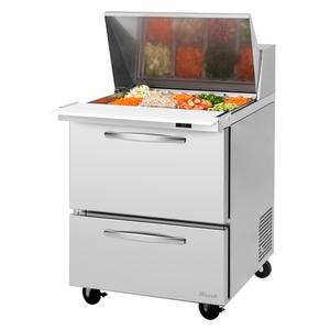 Turbo Air 27.5" 12 Pan Two Drawer Mega Top Sandwich Salad Prep Table - PST-28-12-D2-N