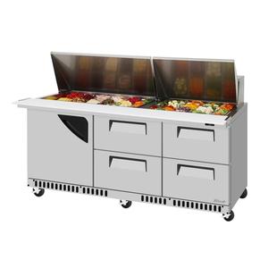 Turbo Air 72" 30 Pan Mega Top Sandwich Salad Prep Table With Drawers - TST-72SD-30-D4R(L)-FB-N