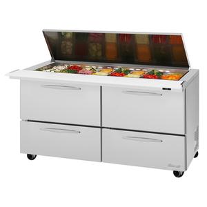 Turbo Air 60.25in Four Drawer 24 Pan Mega Top Sandwich Salad Prep Table - PST-60-24-D4-N-FL 