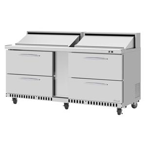 Turbo Air 72in Four Drawer Mega Top 18 Pan Sandwich Salad Prep Table - PST-72-D4-FB-N 